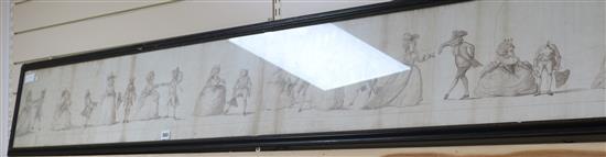 After Henry William Bunbury (1750-1811), mezzotint, A Long Minuet as danced at Bath, 25 x 211cm